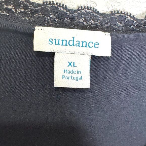 Sundance Size XL Black Lace Trim Cami Tank Top Cotton Spandex - Picture 2 of 6